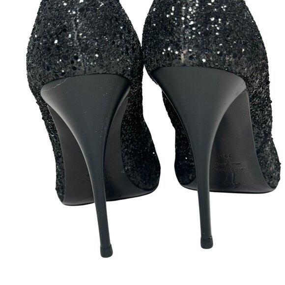 Giuseppe Zanotti Black Silver Glitter Stiletto Pumps 39.5 Heels - Picture 8 of 12